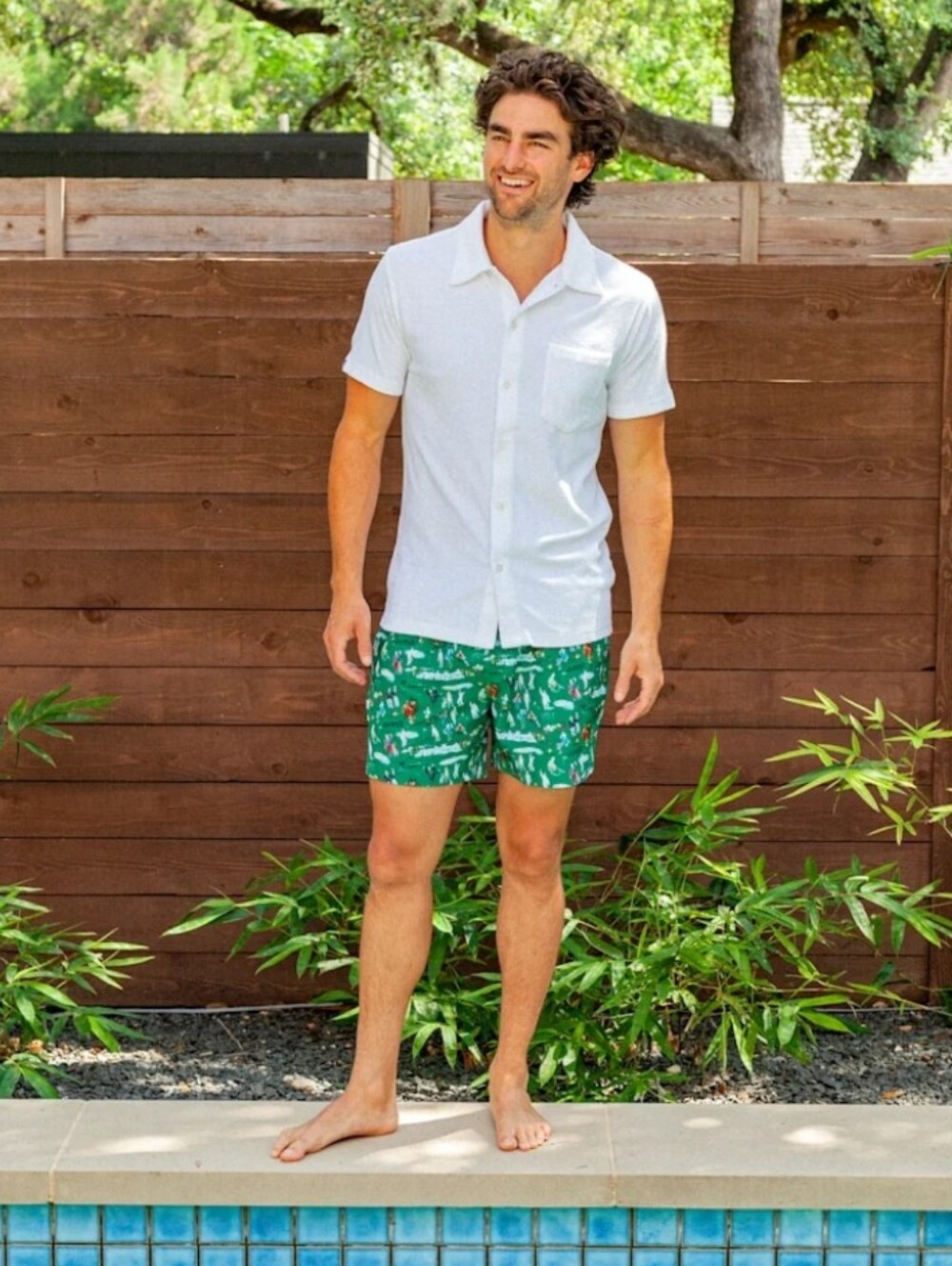 CRIQUET X DONALD ROBERTSON Par 3 Pool's Closed Green Swim Trunks Pockets Size XL